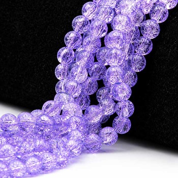 Perline crack viola tonde lisce 8 mm filo 80 cm circa 100 perline