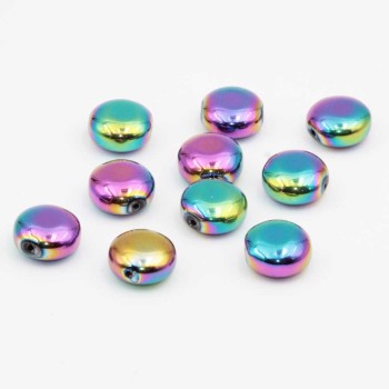 Perline cristallo gettone 12 mm multicolor conf. 10 pz