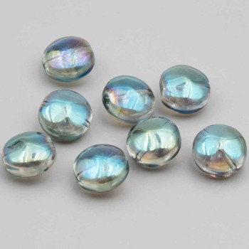 Perline cristallo gettone 12 mm verde multicolorconf. 10 pz