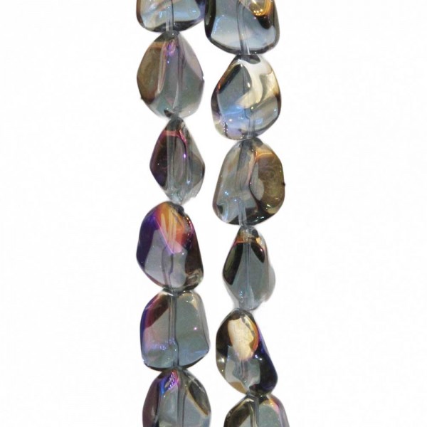 Perline Cristallo | Perline cristallo pepite grigie scuro multi color 14x12 mm filo 22 pz - cri8pep5