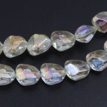 Perline cristallo pepite gialle multi color 14x12 mm filo 22 pz