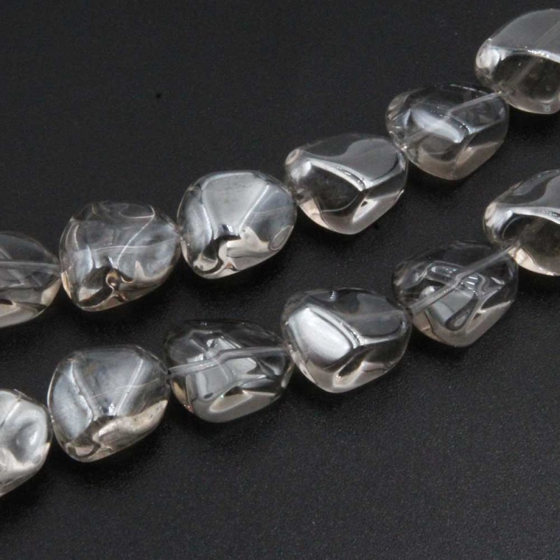 Perline cristallo pepite grey 14x12 mm filo 22 pz - cri8pep8 - pietreeminuterie.com Perline cristallo pepite grey 14x12 mm filo 22 pz (cri8pep8) - pietreeminuterie.com