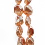 Perline cristallo pepite oro 14x12 mm filo 22 pz