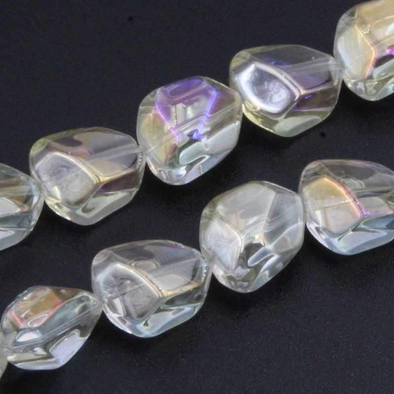 Perline cristallo pepite trasparenti multi color 14x12 mm filo 22 pz - cri8pep2 - pietreeminuterie.com Perline cristallo pepite trasparenti multi color 14x12 mm filo 22 pz (cri8pep2) - pietreeminuterie.com