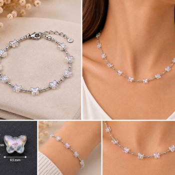 Perline cristallo farfalle trasparenti a/b 9.5 mm conf. 10 pz