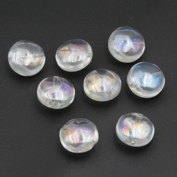 Perline cristallo gettone 12 mm trasparente a/b conf. 10 pz