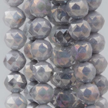 Perline in vetro diamound cut 8 mm grey A/B filo 40 cm