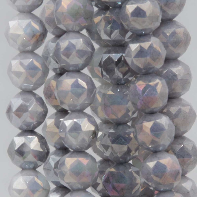 Perline in vetro diamound cut 8 mm grey A/B filo 40 cm (dia-pp03) - pietreeminuterie.com