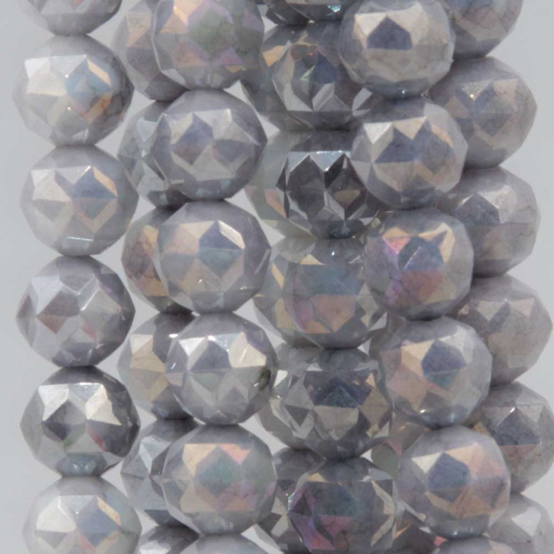 Perline in vetro diamound cut 8 mm grey A/B filo 40 cm (dia-pp03) - pietreeminuterie.com