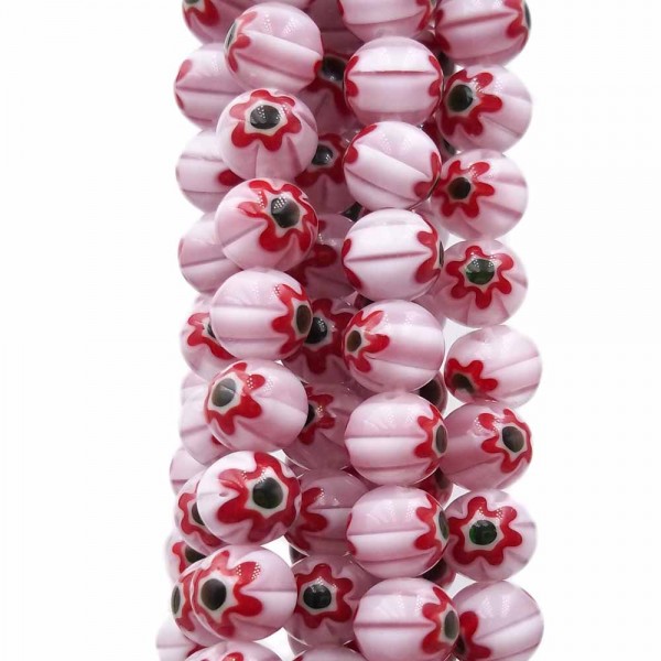 Perline In Vetro | Perline in vetro decorate lilla 7.9 mm filo 40 centimetri - zzq4