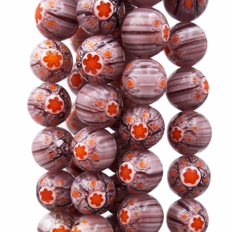 Perline in vetro decorate rosa mountbatten 10 mm pacco 20 pz (zzq11) - pietreeminuterie.com