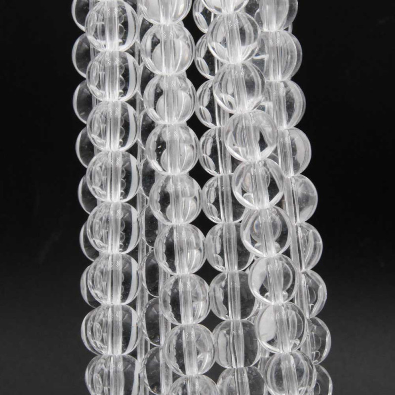 Perline in vetro trasparenti 6 mm tonde lisce filo 40 cm (trasp-01-1) - pietreeminuterie.com