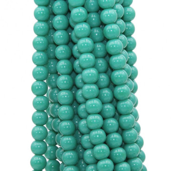 Perline in vetro turchese 6 mm tonde lisce filo 40 cm