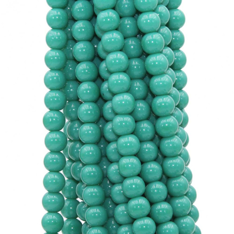 Perline in vetro turchese 8 mm tonde lisce filo 40 cm (tur-1-vet) - pietreeminuterie.com