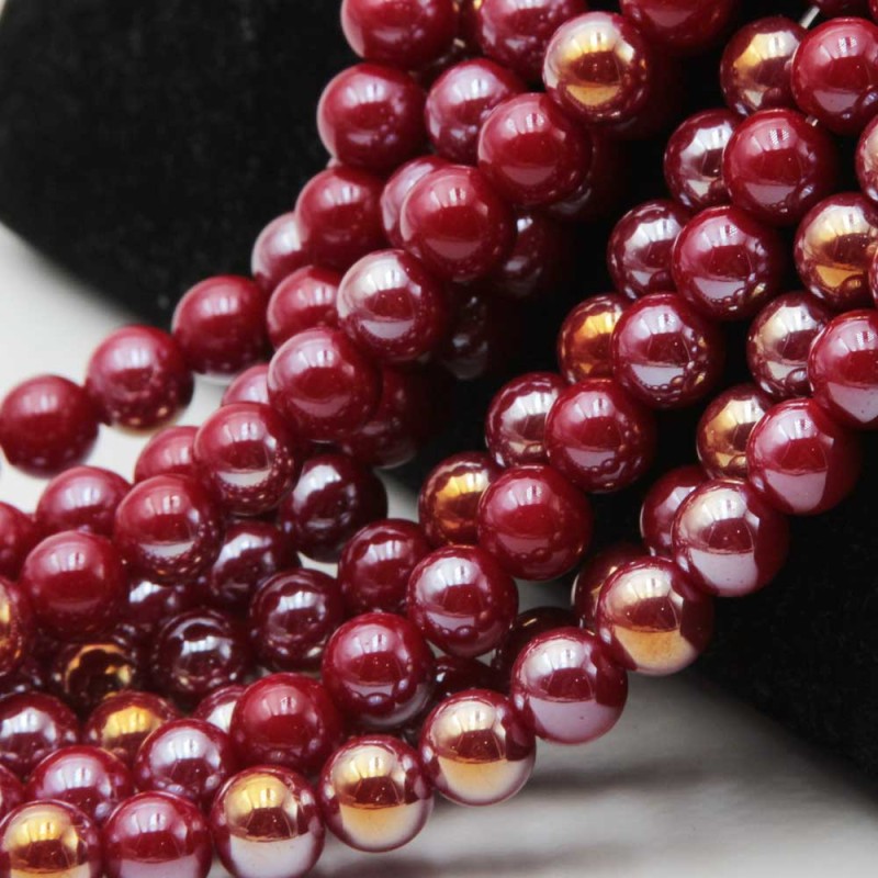 Perline in vetro 8 mm bordeaux multi riflesso filo 40 cm (vet-p313) - pietreeminuterie.com