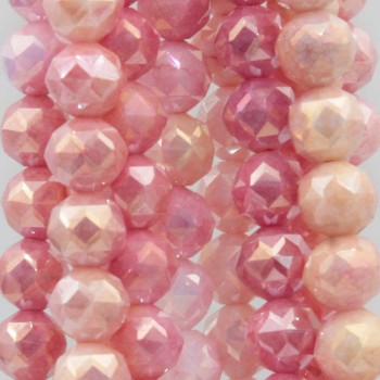Perline in vetro diamound cut 8 mm rosa A/B filo 40 cm Perline in vetro diamound cut 8 mm rosa A/B filo 40 cm