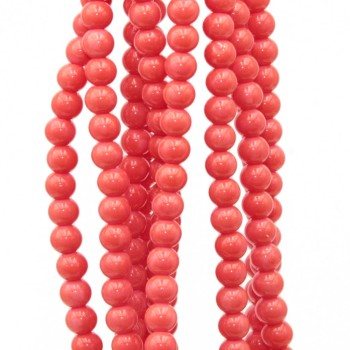 Perline in vetro rosa scuro 6 mm filo 40 cm