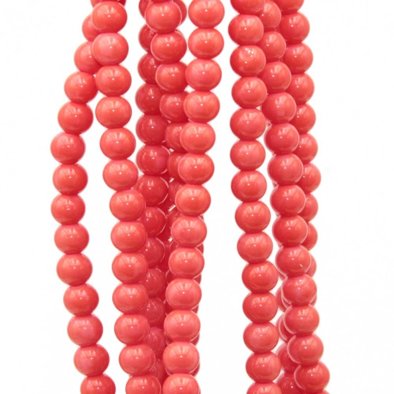 Perline in vetro rosa scuro 6 mm filo 40 cm (peve1-6mm) - pietreeminuterie.com