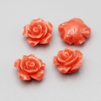 Rose in resina 12.5 mm corallo conf. 4 pz Rose in resina 12.5 mm corallo conf. 4 pz