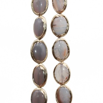 Pietre dure rivestite agata di fuoco grigia ovale 20x14 mm conf. 1 pz