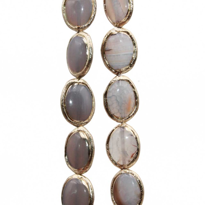 Pietre dure rivestite agata di fuoco grigia ovale 20x14 mm conf. 1 pz (riv-dam9) - pietreeminuterie.com