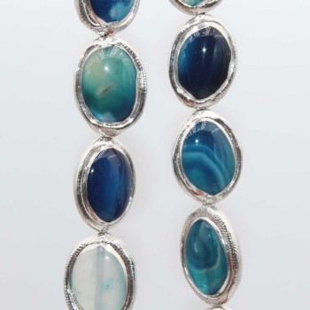 Pietre dure rivestite agata striata blu 20x14 mm conf. 1 pz