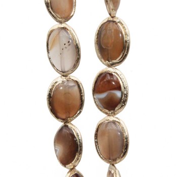 Pietre dure rivestite agata striata marrone ovale 20x14 mm conf. 1 pz