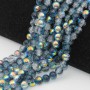 Perline in vetro a/b tonde lisce grige/blu filo 80 cm (105 pz circa)