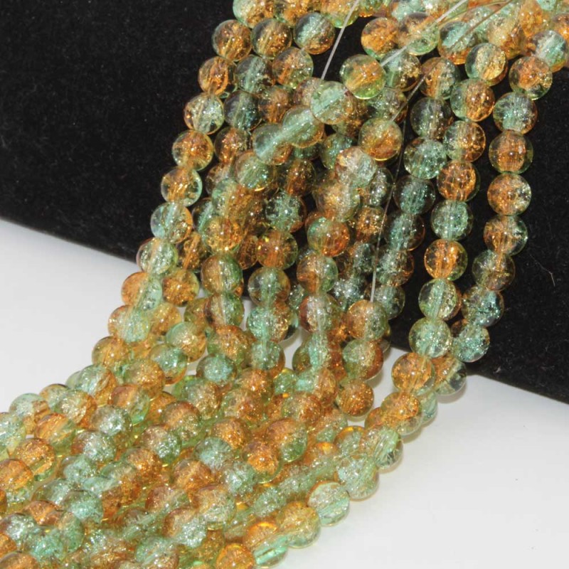 Perline in vetro tonde lisce verde/arancio filo 80 cm (105 pz circa) Perline in vetro tonde lisce verde/arancio filo 80 cm (105 pz circa)