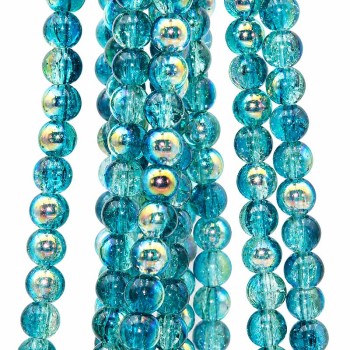 Perline in vetro a/b tonde lisce verde bottiglia filo 80 cm (105 pz circa)