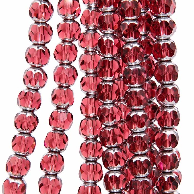 Cristalli diamond cut silver edge sfac. 8 mm viola filo 40 cm Cristalli diamond cut silver edge sfac. 8 mm viola filo 40 cm