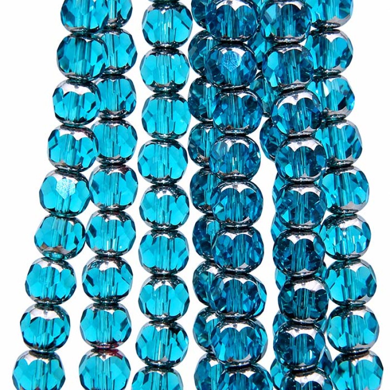 Cristalli diamond cut silver edge sfac. 8 mm celesti filo 40 cm Cristalli diamond cut silver edge sfac. 8 mm celesti filo 40 cm
