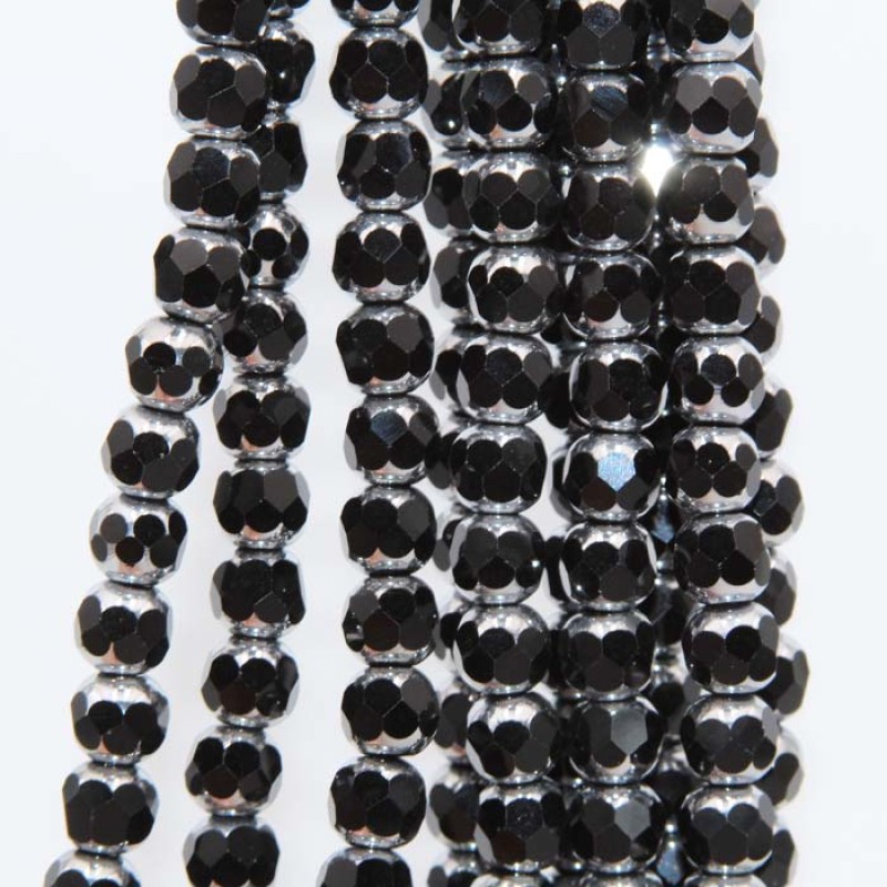Cristalli diamond cut silver edge sfac. 8 mm neri filo 40 cm Cristalli diamond cut silver edge sfac. 8 mm neri filo 40 cm