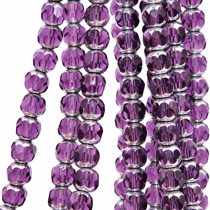 Cristalli diamond cut silver edge sfac. 8 mm ametista filo 40 cm Cristalli diamond cut silver edge sfac. 8 mm ametista filo 40 cm