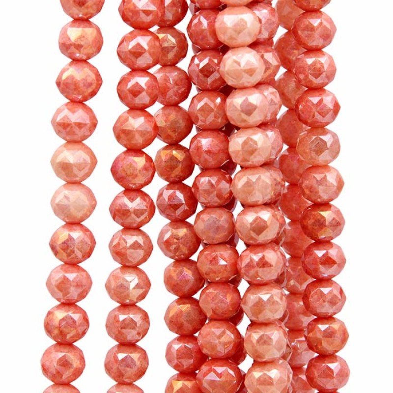 Cristalli diamond cut 8 mm A/B arancio corallo filo 40 cm Cristalli diamond cut 8 mm A/B arancio corallo filo 40 cm