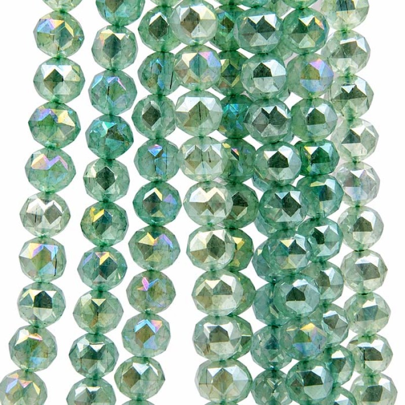 Cristalli diamond cut 8 mm A/B acquamarina filo 40 cm Cristalli diamond cut 8 mm A/B acquamarina filo 40 cm