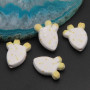 Perline in ceramica cactus bianco e giallo 17x13 mm conf. 2 pz
