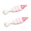 Connettore Pesciolino acciaio smaltato bianco e rosa 25x6 mm conf. 1 pz (pesc-1225) - pietreeminuterie.com