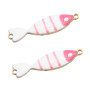 Connettore Pesciolino acciaio smaltato bianco e rosa 25x6 mm conf. 1 pz