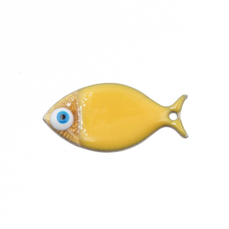 Pesciolino acciaio smaltato giallo scuro oro 24.5x12 mm conf. 1 pz (pesc-0ye11) - pietreeminuterie.com