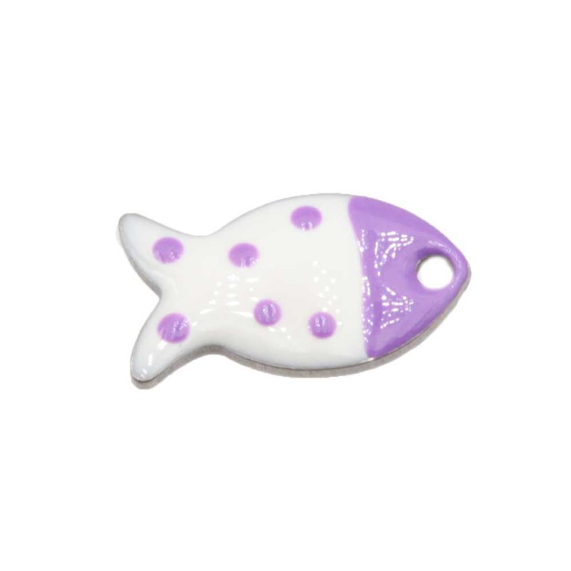 Charms acciaio pesciolino smaltato lilla 15.5x8.5 mm conf. 2 pz (pec-0p23) - pietreeminuterie.com