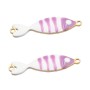 Connettore Pesciolino acciaio smaltato bianco e lilla 25x6 mm conf. 1 pz