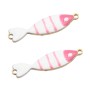 Connettore Pesciolino acciaio smaltato bianco e rosa 25x6 mm conf. 1 pz