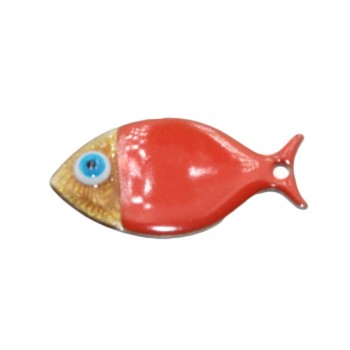 Pesciolino acciaio smaltato arancio corallo oro 24.5x12 mm conf. 1 pz