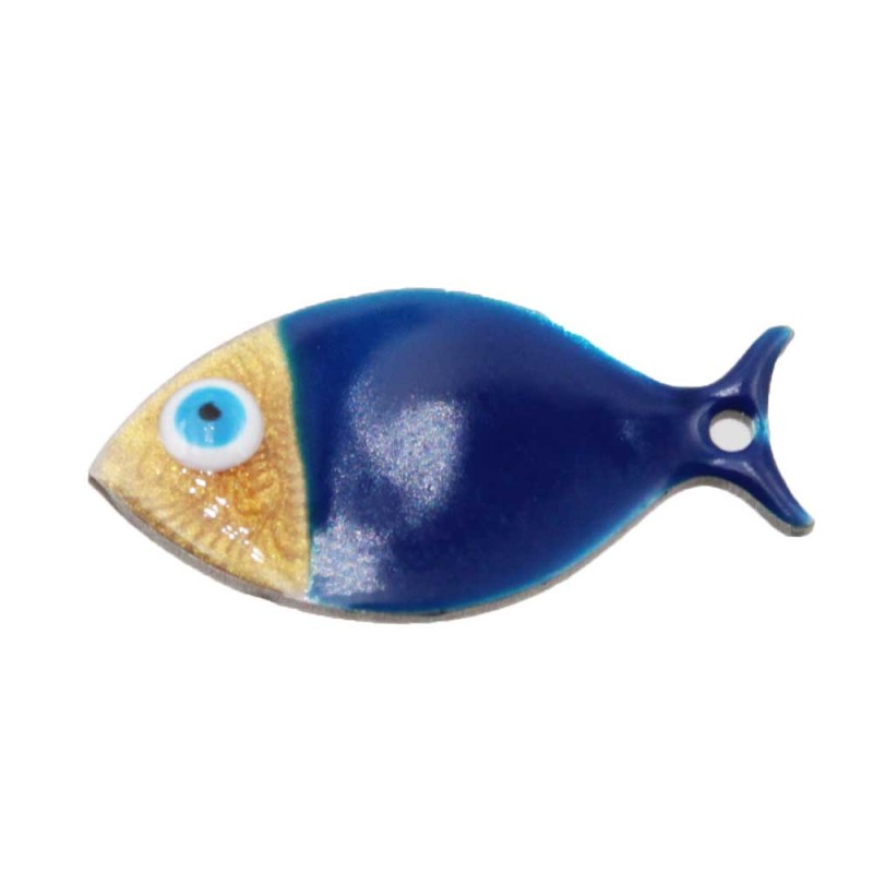 Pesciolino acciaio smaltato blu oro 24.5x12 mm conf. 1 pz (pesc-4e14) - pietreeminuterie.com