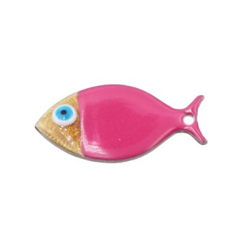 Pesciolino acciaio smaltato rosa pastello oro 24.5x12 mm conf. 1 pz