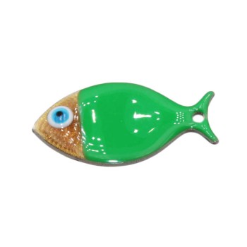 Pesciolino acciaio smaltato verde oro 24.5x12 mm conf. 1 pz