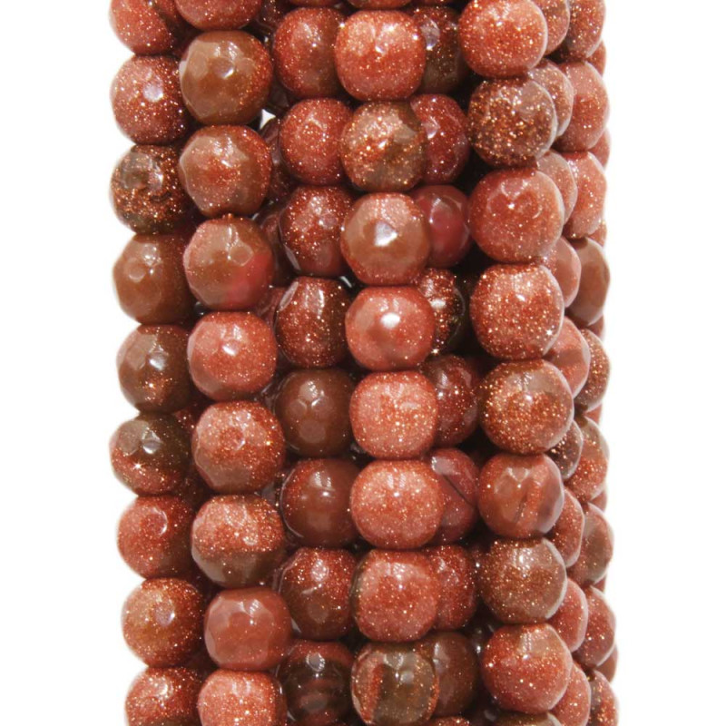 Pietra del sole marrone 6 mm sfaccettata filo 40 cm (stelle6m) - pietreeminuterie.com