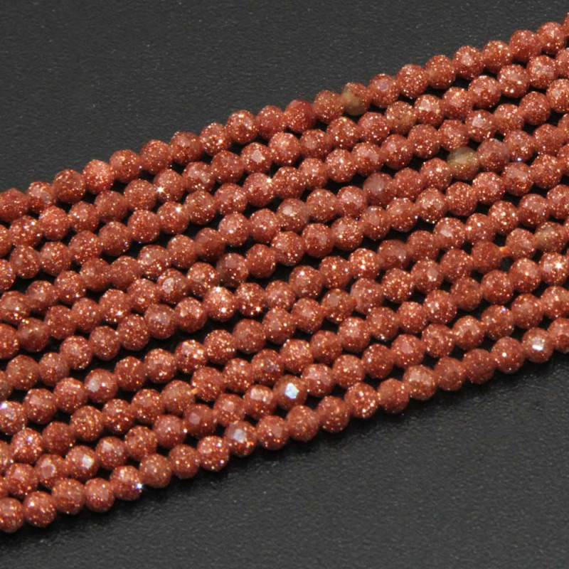 Pietre Dure pietra del sole 2 mm tonde sciacciate sfacc. filo 40 cm (gia-2-m-8) - pietreeminuterie.com