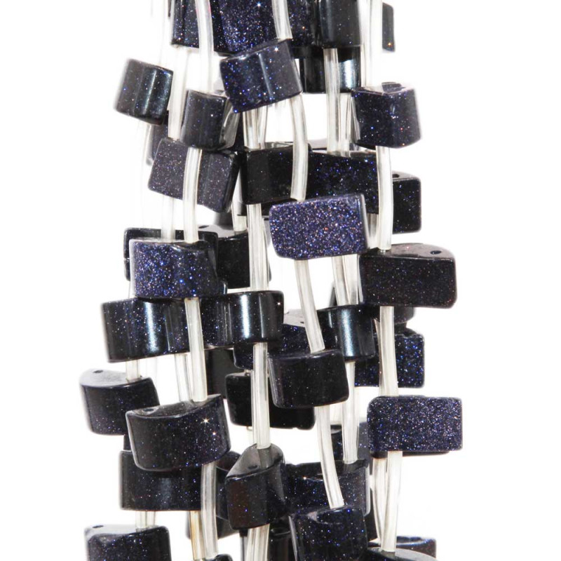 Pietra del sole blu 14x6 mm doppio foro filo 40 cm (sol09zfor) - pietreeminuterie.com